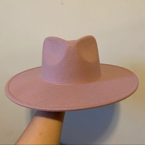Blush boutique pink vegan felt wide brim hat